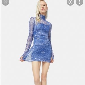 NWT Criminal Damage High-Neck Bandana Mini Dress